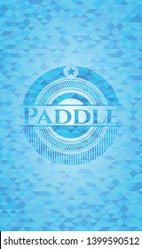 Paddle light blue emblem with triangle mosaic background