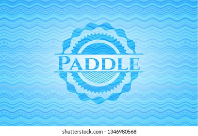 Paddle light blue water badge background.