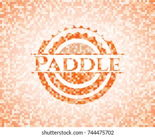 Paddle orange mosaic emblem with background
