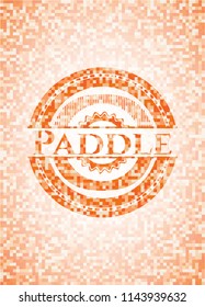 Paddle orange tile background illustration. Square geometric mosaic seamless pattern with emblem inside.