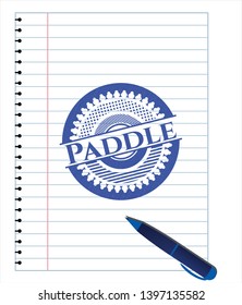 Paddle pen strokes emblem. Blue ink. Vector Illustration. Detailed.