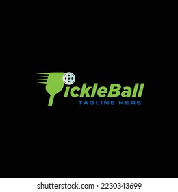 Paddle and Pickleball Logo Design Illustration on Black Background suitable for Game, Sport or Club Logo, Illustration, Vector
