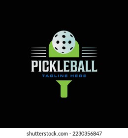 Paddle and Pickleball Logo Design Illustration on Black Background suitable for Game, Sport or Club Logo, Illustration, Vector 2