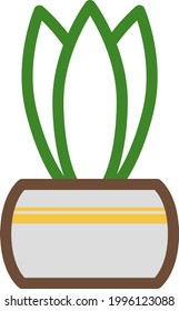 Paddle plant in pot, illustration, on a white background.