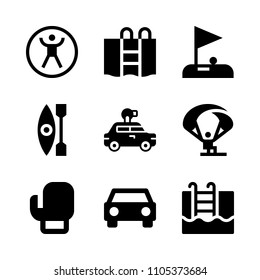paddle, plastic, stage and green icons in Sport vector set. Graphics for web and design