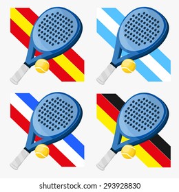 Paddle rackets with flags of countries