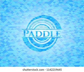 Paddle sky blue emblem with triangle mosaic background