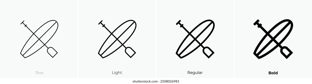 paddle surf icon. Thin, Light Regular And Bold style design isolated on white background