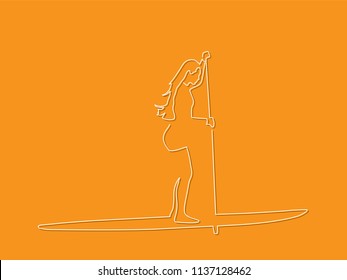 Paddle surfer line drawing, vector illustration design. Outdoor sports collection.