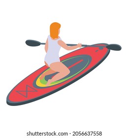 Paddle surfing icon. Isometric of paddle surfing vector icon for web design isolated on white background