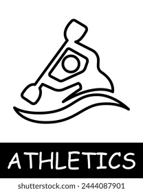 Icono de la línea de natación. Kayaks, atletismo, deportes, correr, gimnasia, competiciones, entrenador, saltar, músculos, juego, hombre, fuerza, salud. Icono de línea de Vector para negocios y publicidad