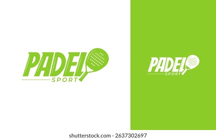 Paddle tennis logotype design. Padel symbol with racket and type concept for tournament. Sports vector template