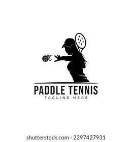 Paddle tennis Sport Silhouette Logo Designs Template