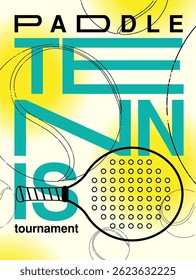Paddle Tennis Tournament typographical vintage style poster design. Vector illustration.