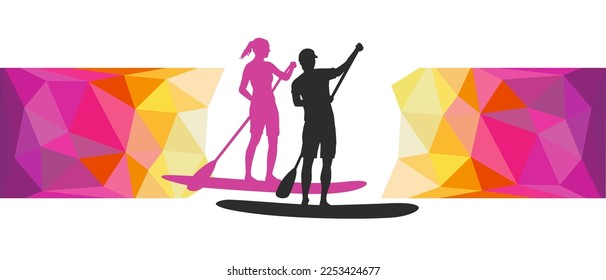 Paddleboard graphic for use as a template for flyer or for use in web design.