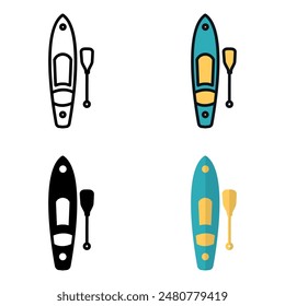 El icono de paddleboard representa una tabla utilizada en el paddleboard, un deporte acuático donde una persona se para y paddle.