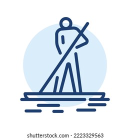 Paddleboarding black line icon. Water activity.