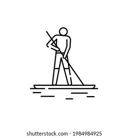 Paddleboarding color line icon. Isolated vector element. Outline pictogram for web page, mobile app, promo