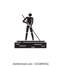 Paddleboarding color line icon. Isolated vector element. Outline pictogram for web page, mobile app, promo