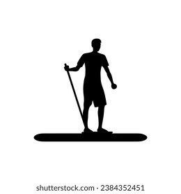 Paddleboarding Icon on White Background - Simple Vector Illustration