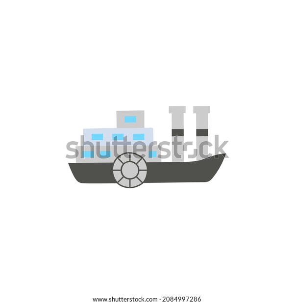 paddleboat paddlewheel boat icon in color icon, isolated\
on white background\
