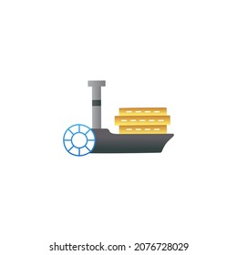 paddleboat paddlewheel boat icon in gradient color, isolated on white background