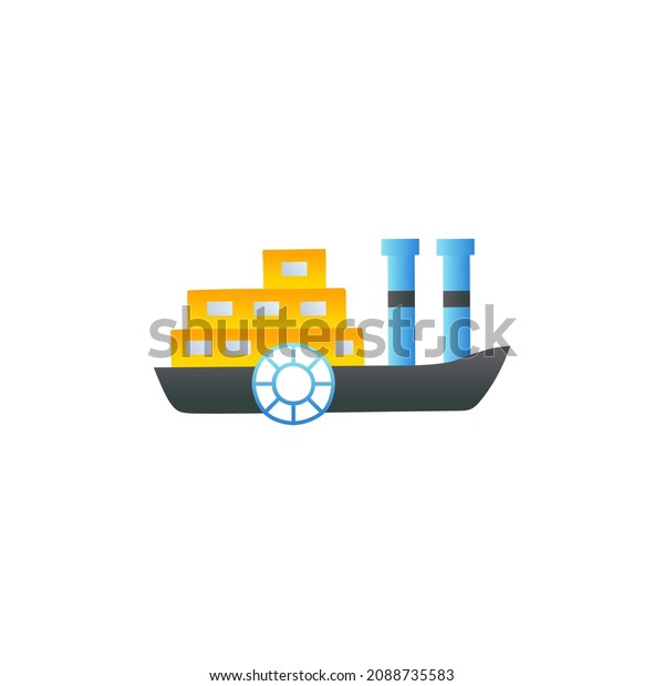 paddleboat paddlewheel boat icon in gradient\
color, isolated on white\
background