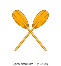 Paddles icon in cartoon style isolated on white background. Swimming in a boat symbol