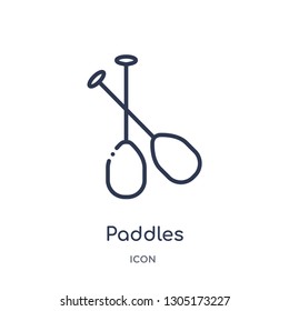 paddles icon from nautical outline collection. Thin line paddles icon isolated on white background.