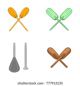 Paddles icon set. Cartoon set of paddles vector icons for web design isolated on white background