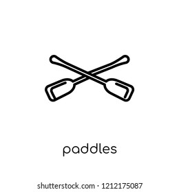 Paddles icon. Trendy modern flat linear vector Paddles icon on white background from thin line Nautical collection, editable outline stroke vector illustration