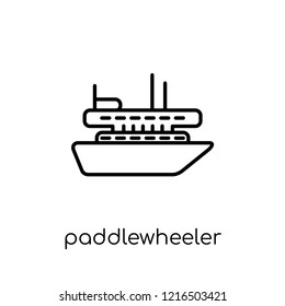 paddlewheeler icon. Trendy modern flat linear vector paddlewheeler icon on white background from thin line Transportation collection, outline vector illustration