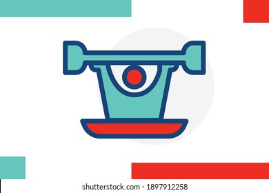 Paddling icon line filled color concept related sport and game elements.
     