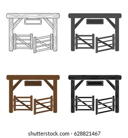 Paddock gate icon in cartoon style isolated on white background. Rodeo symbol stock vector illustration.