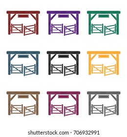 Paddock gate icon in style isolated on white background. Rodeo symbol stock vector illustration.