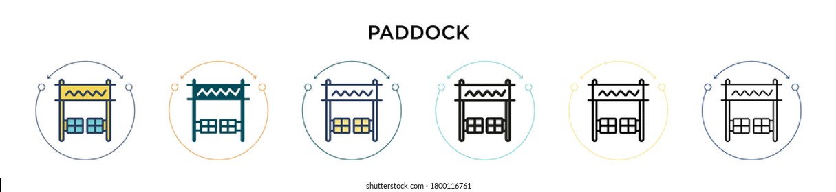 Paddock icon in filled, thin line, outline and stroke style. Vector illustration of two colored and black paddock vector icons designs can be used for mobile, ui, web