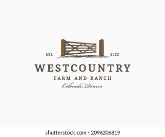 Paddock for vintage retro rustic westcountry western country farm ranch logo design