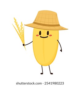 Paddy character design. rice vector on white background. rice seed.