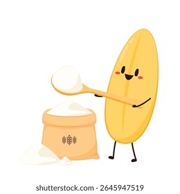 Paddy character design. rice vector on white background. rice seed.