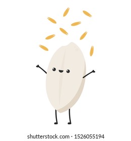 Paddy character. Rice character design. rice vector on white background. rice seed.