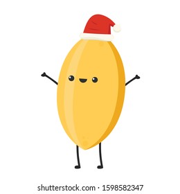 Paddy character. Rice character design. rice vector on white background. rice seed.
