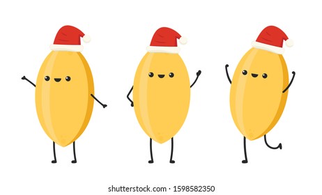 Paddy character. Rice character design. rice vector on white background. rice seed.