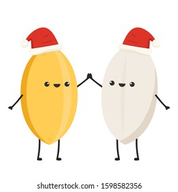 Paddy character. Rice character design. rice vector on white background. rice seed.