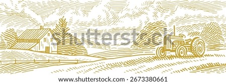 paddy field art tractor with small field store