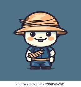 paddy mascot logo for rice product. flat color