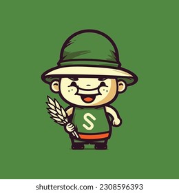 paddy mascot logo for rice product. flat color