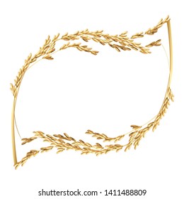 Paddy rice malt barley wheat. Leaf frame border design