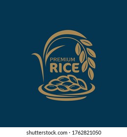 Paddy Rice Premium Organic Natural Product Banner Logo Vector Design