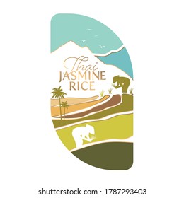 paddy rice premium organic natural product banner logo vector design