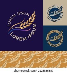 paddy rice premium organic natural product banner logo vector design